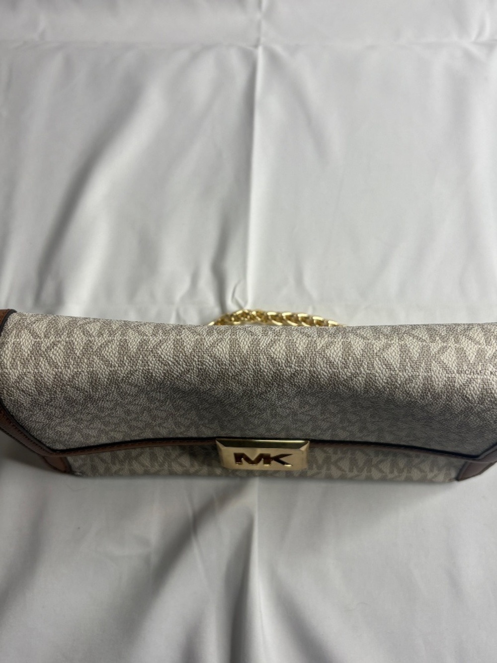 Michael Kors Sonia Medium logo Convertible Shoulder Bag MK NWT Beige NO STRAP - Picture 5 of 15